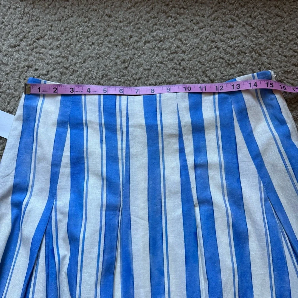 Mestiza New York Seville Midi Skirt Sz 12 Santorini Stripe Linen Blend NWT - Picture 10 of 12